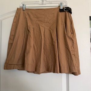 LOFT Tan A-Line Skirt with Side Buckle